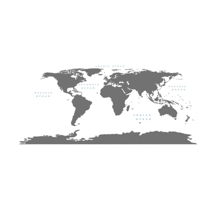 Alfombra de vinilo mapamundi Contintents gris con fondo blanco - TenVinilo