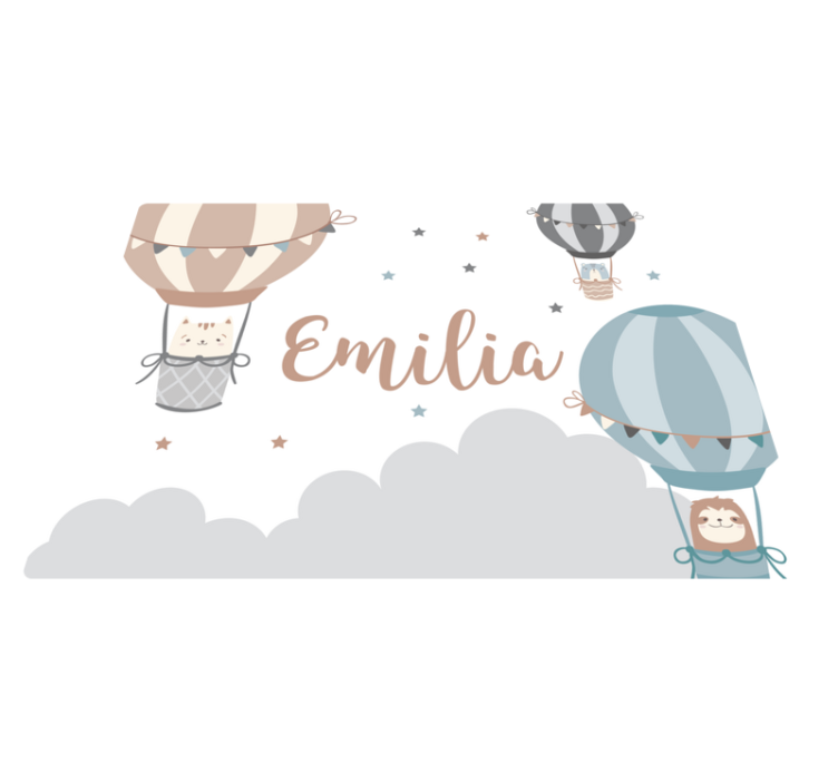 Alfombra vinílica personalizable Nubes y globos de color pastel - TenVinilo