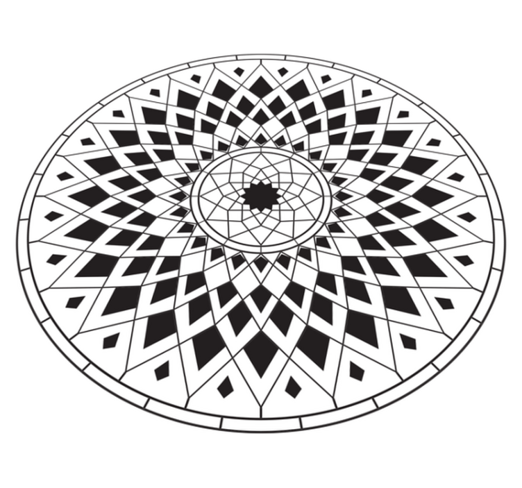 Alfombra vinílica mandala motivo negro complejo - TenVinilo