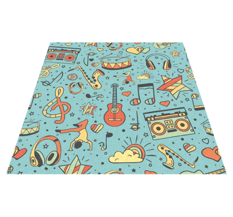 Alfombra vinilo cuadrada Patrón de icono de instrumentos de color - TenVinilo