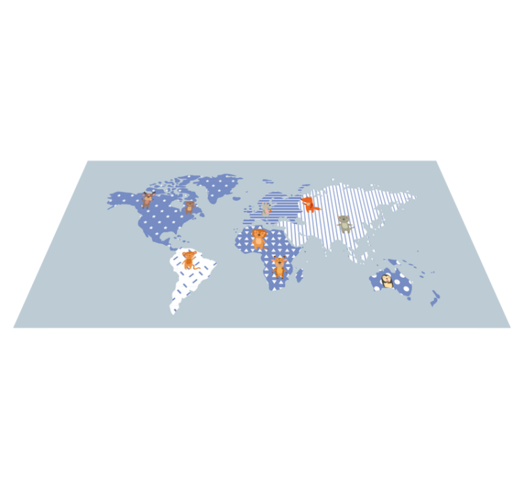 Alfombra vinílica infantil aventura en el mapa del mundo - TenVinilo