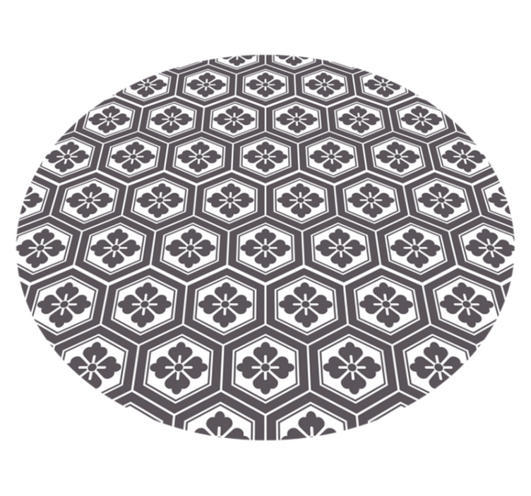 Alfombra vinílica redonda motivo floral hexagonal - TenVinilo