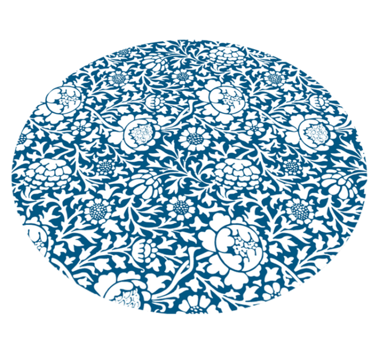 Alfombra vinilo redonda Flora azul marino - TenVinilo