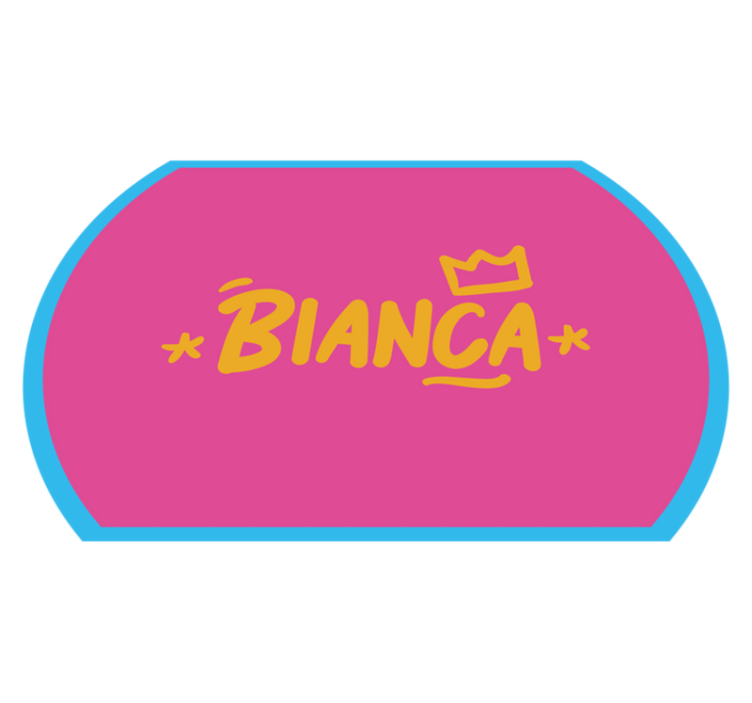 Alfombra vinílica personalizable borde azul con nombre - TenVinilo