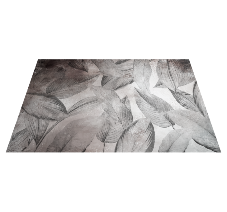 Alfombra vinílica flores patrón monocromático de hojas - TenVinilo