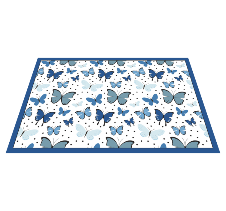 Alfombra vinílica flores patrón de mariposa azul - TenVinilo