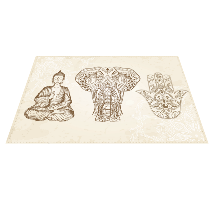 Alfombra vinílica mandala mano de elefante de buda - TenVinilo