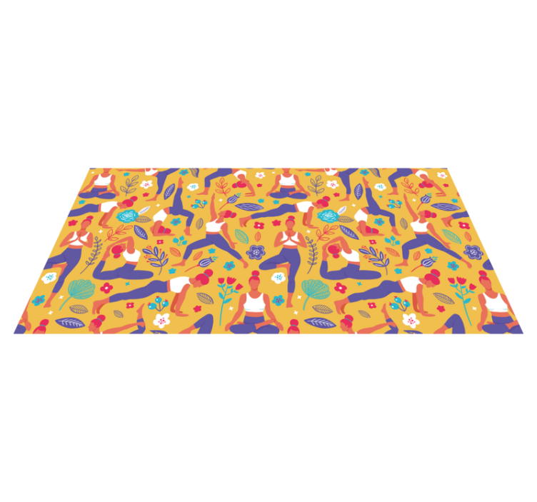 Alfombra vinílica salón Doodle de yoga dibujado a mano - TenVinilo