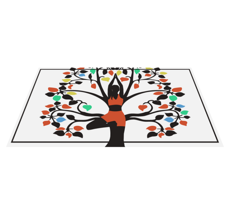 Alfombra vinílica mandala Pose de árbol de yoga colorido - TenVinilo