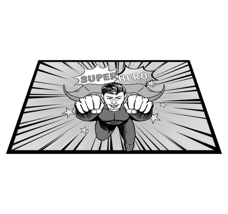 Alfombra vinílica infantil gráfico dinámico de superhéroe - TenVinilo