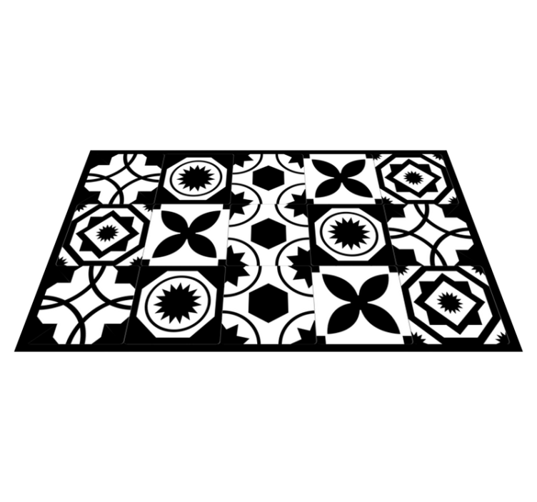Alfombra vinílica hidráulica Diseño clásico en blanco y negro - TenVinilo