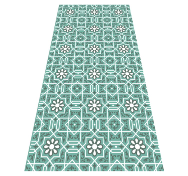 Alfombra de vinilo cocina azulejos florales verdes - TenVinilo