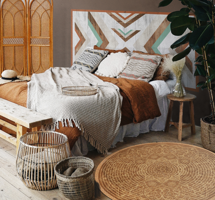 Alfombra vinílica mandala elegante patrón marrón - TenVinilo