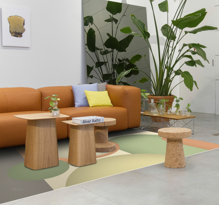 Alfombra vinílica moderna patrones circulares contemporáneos - TenVinilo