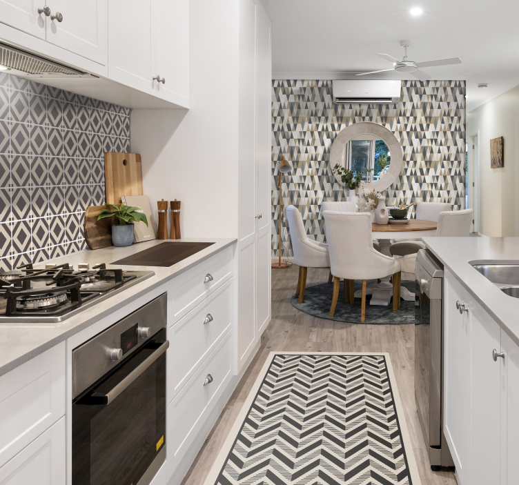 Alfombra vinílica nórdica Flechas nórdicas de cocina - TenVinilo