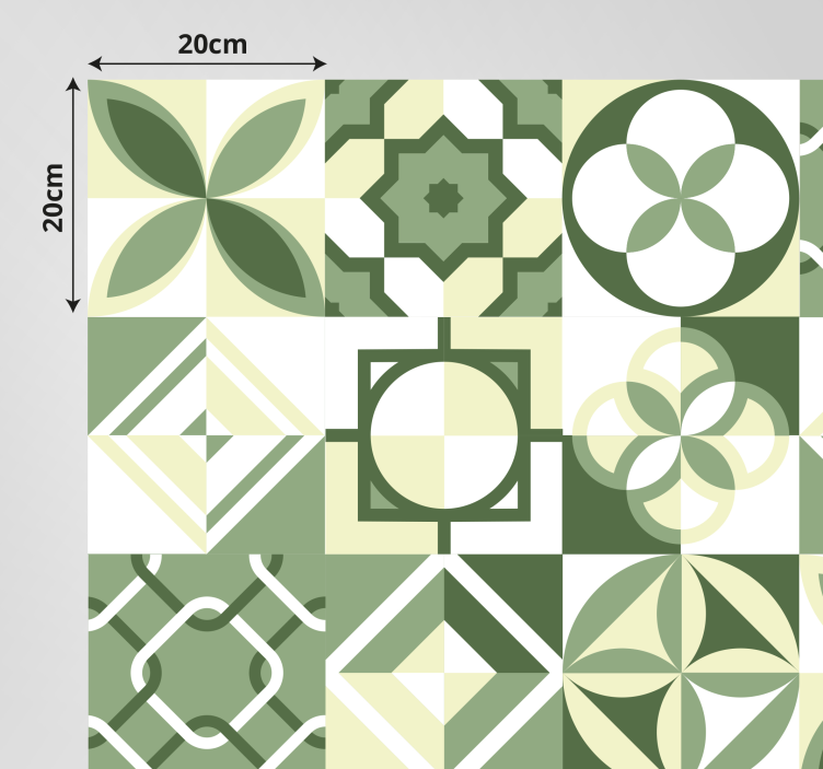 Alfombra hidráulica vinílica patrón verde - TenVinilo