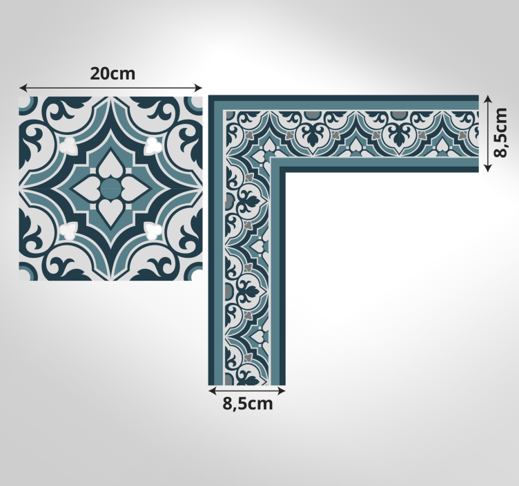 Alfombra vinílica hidráulica Flores clásicas cian y azul - TenVinilo