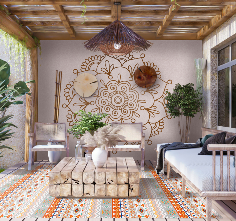 Alfombra de vinilo étnica patrón estilo bohemio - TenVinilo