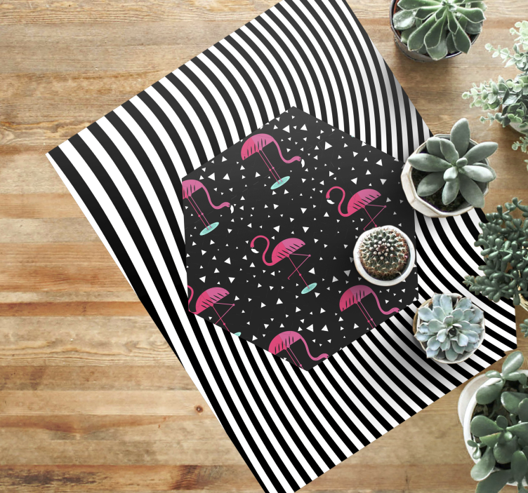 Aflombra vinílica animales hexágono rayado flamenco - TenVinilo