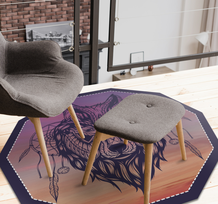 Aflombra vinílica animales ilustración de lobo octogonal - TenVinilo