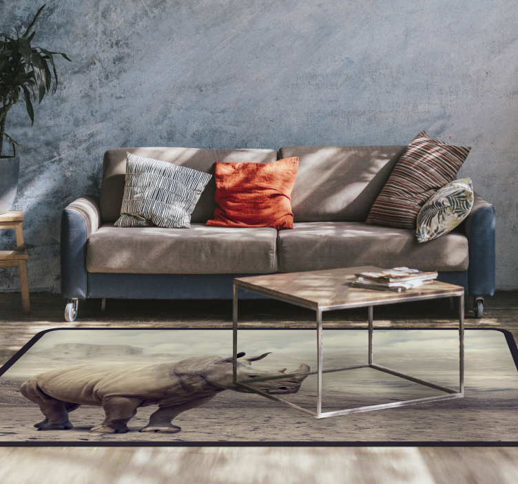 Aflombra vinílica animales majestuosa escena de rinocerontes - TenVinilo