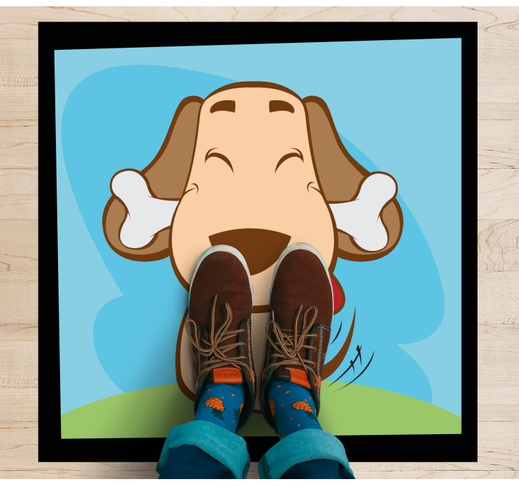 Aflombra vinílica animales perro feliz con hueso - TenVinilo