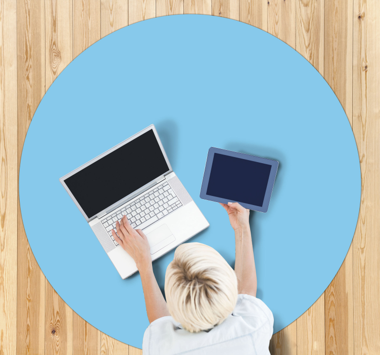 Aflombra vinilica azul diseño circular monocolor - TenVinilo