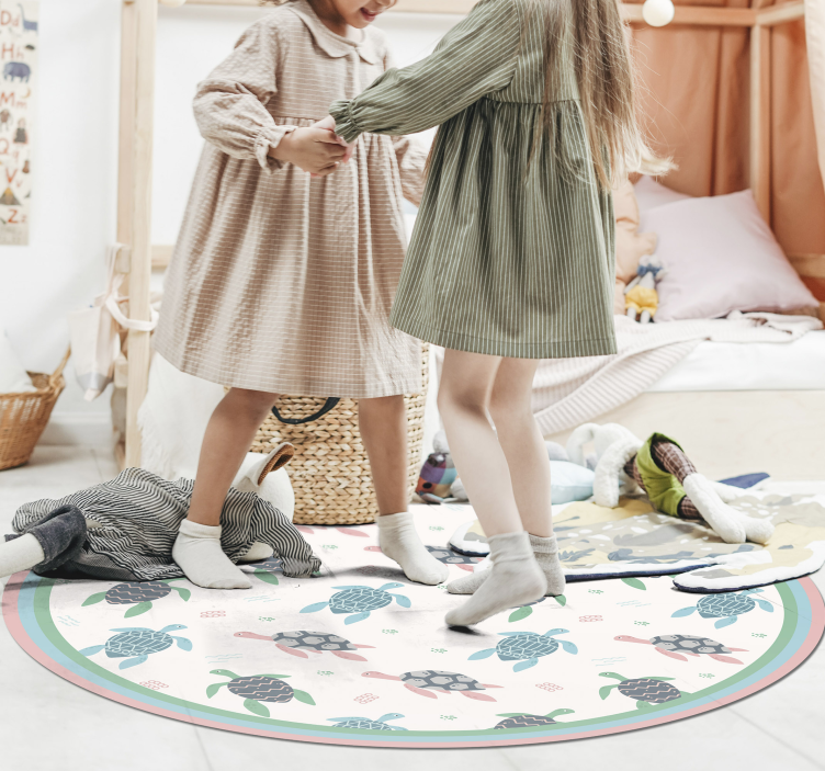 Alfombra vinilo infantil tortugas color suave - TenVinilo