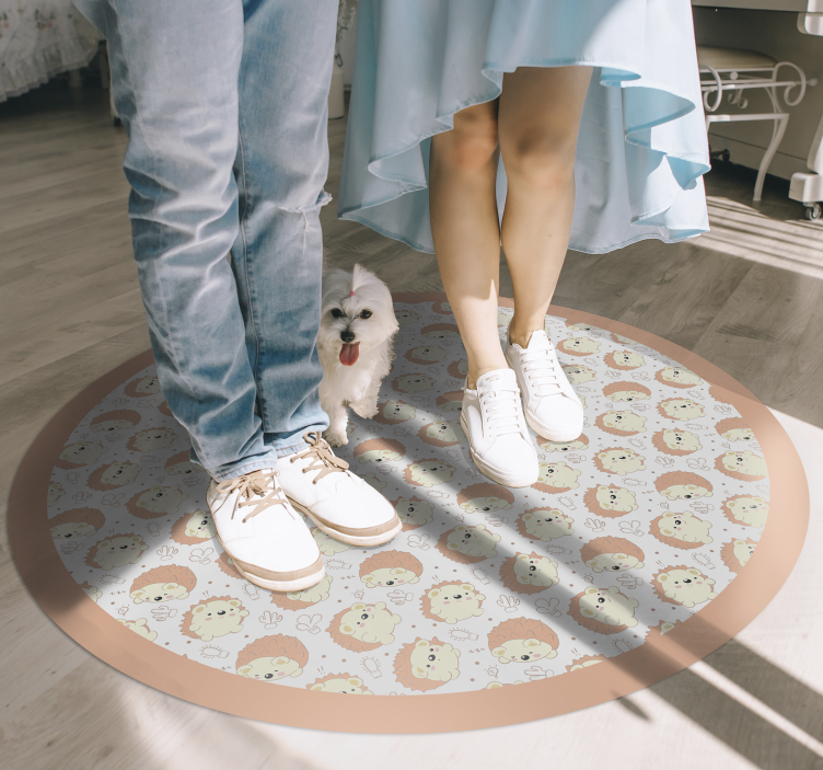 Alfombra vinilo redonda patrón puercoespín - TenVinilo