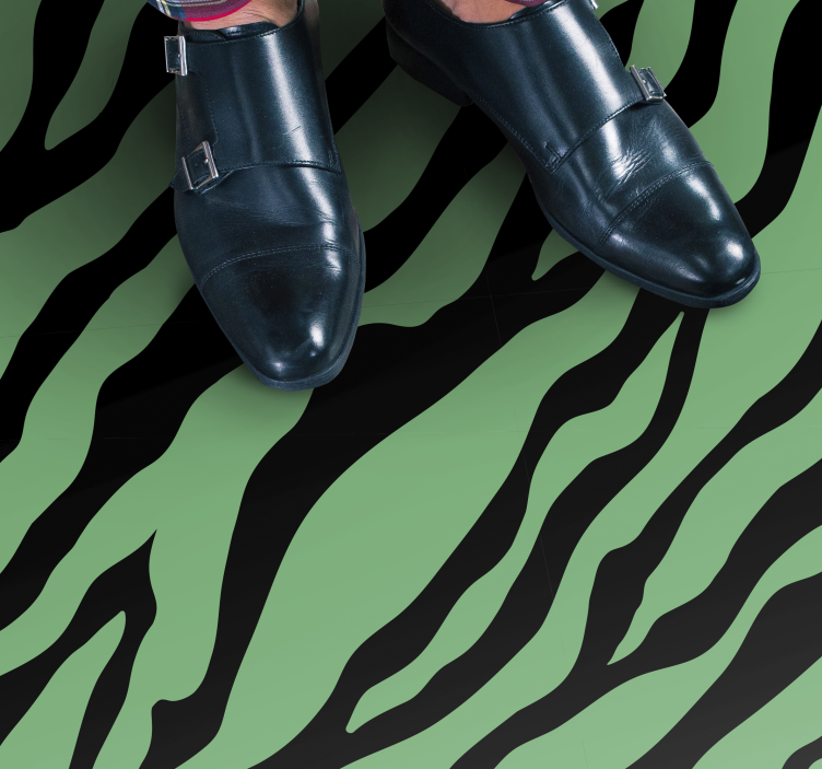 Alfombra vinílica animal print Diseño de cebra verde - TenVinilo