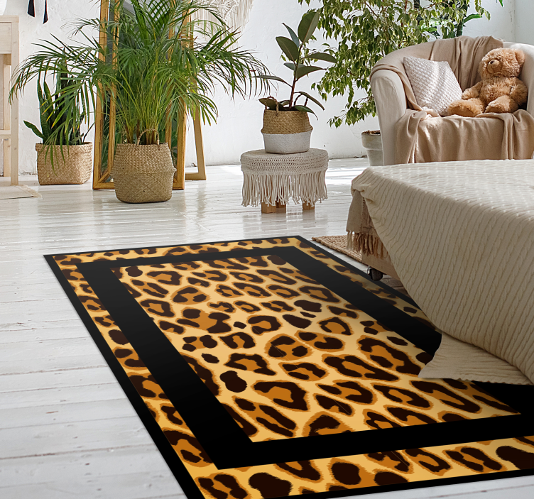 Alfombra vinílica animal print Piel de leopardo rectangular - TenVinilo