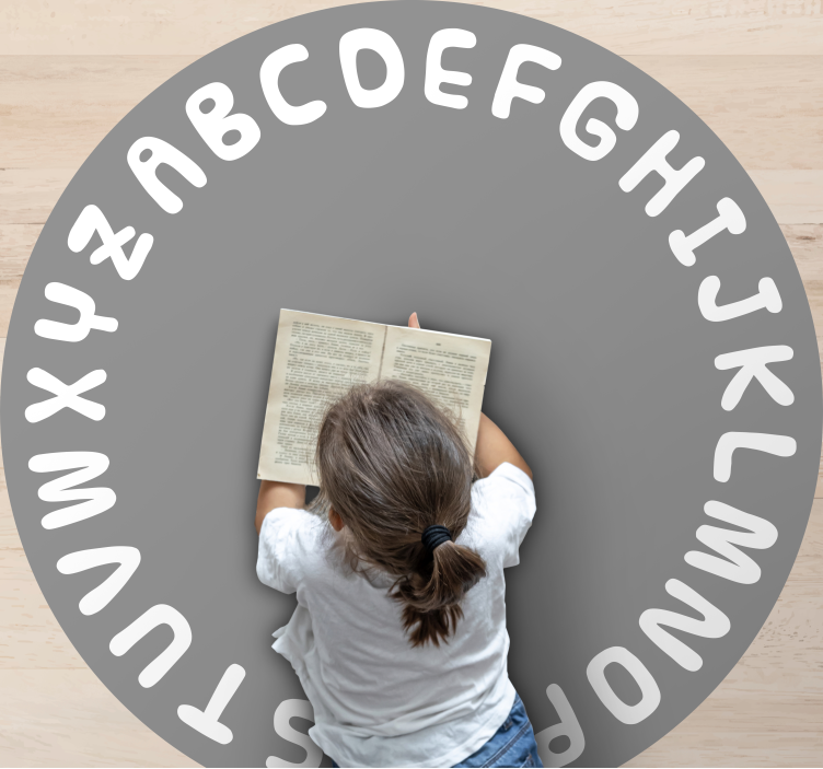 Alfombra vinílica bebé Alfabeto blanco y gris - TenVinilo