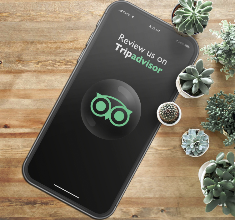 Alfombra vinílica frase Revísanos Trip advisor - TenVinilo