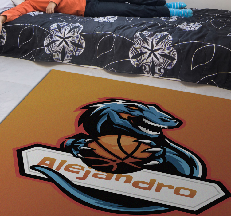 Alfombra vinílica de baloncesto con dinosaurio - TenVinilo
