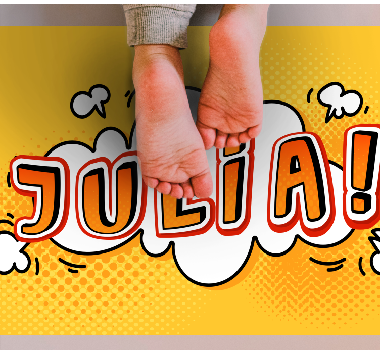 Alfombra vinílica con nombre Efecto de libro de cómics de superhé - TenVinilo