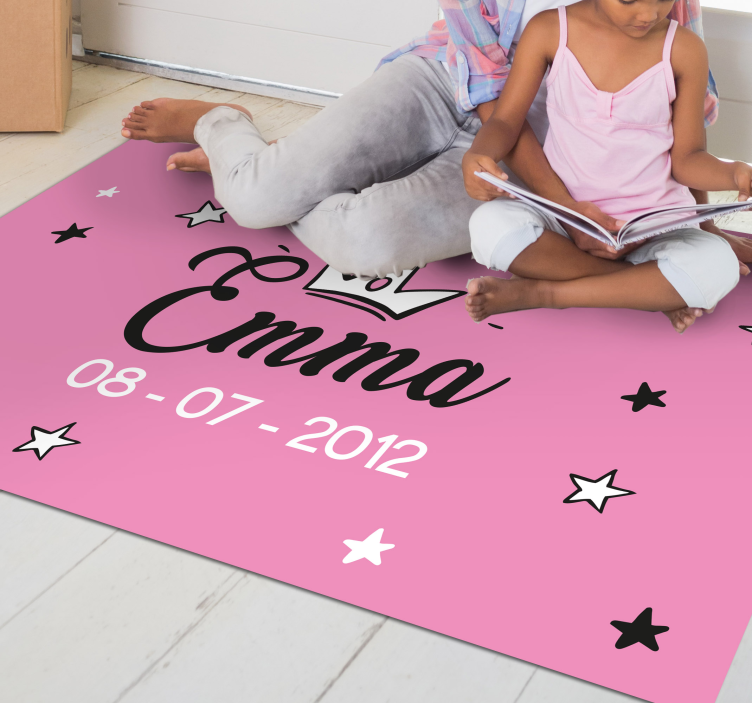 Alfombra vinílica con nombre Princesa rosa bebé con nombre - TenVinilo