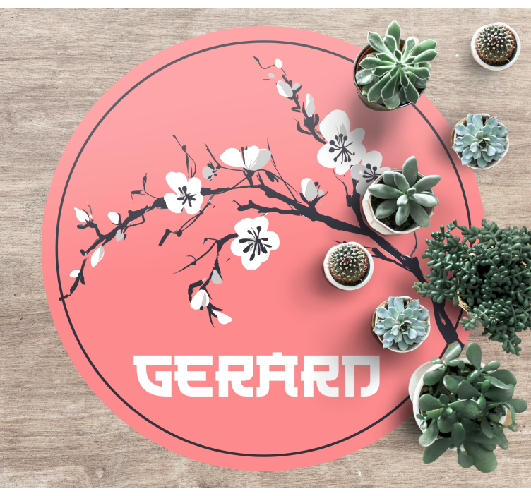 Alfombra vinílica con nombre Sakura flores japonesas con nombre - TenVinilo