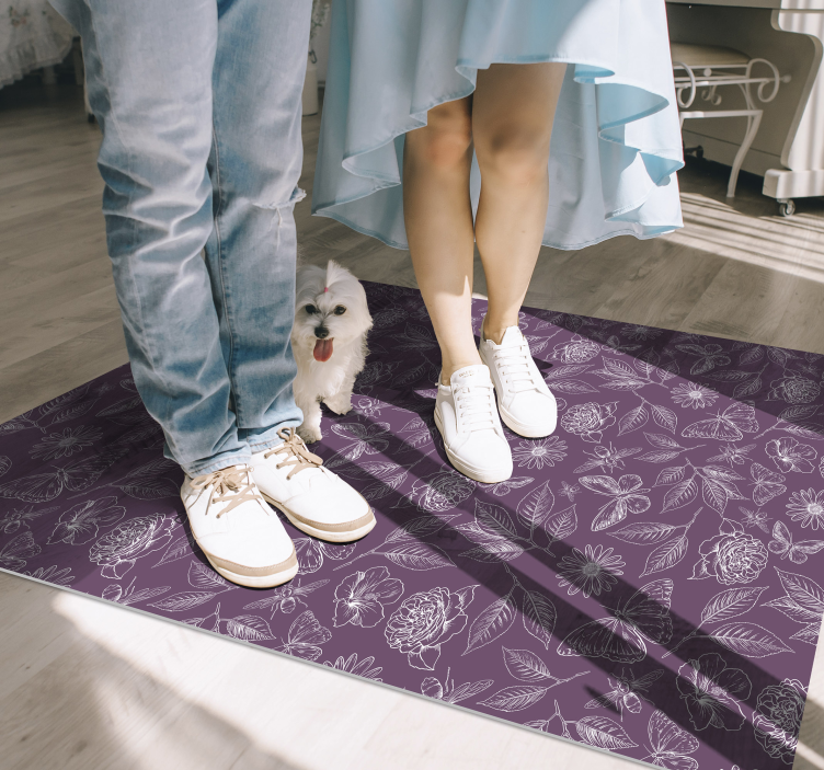 Alfombra vinílica con patrón flores vintage - TenVinilo