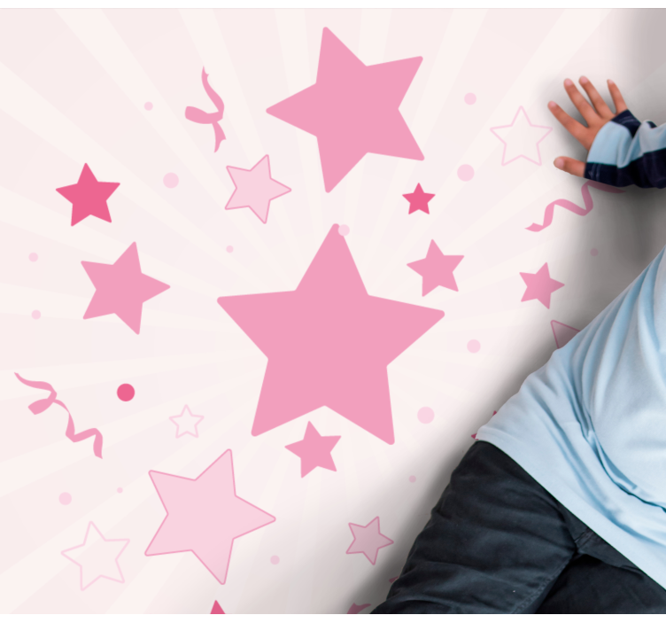 Alfombra vinílica rosa grandes estrellas - TenVinilo