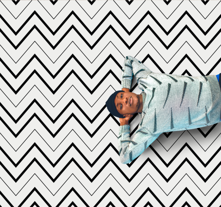 Alfombra vinilo cuadrada Patrón minimalista en zig zag en blanco  - TenVinilo