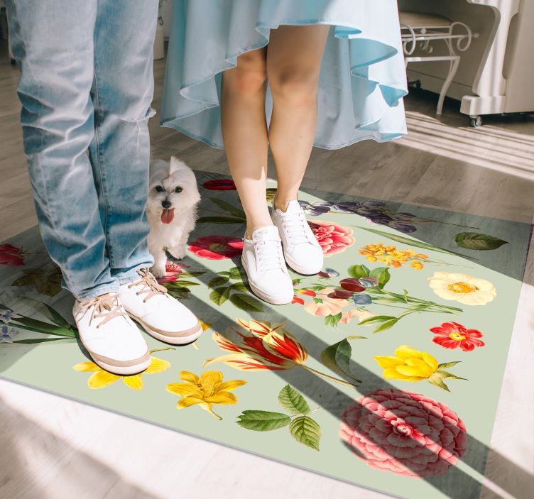 Alfombra vinilo cuadrada Surtido de peonías y flores - TenVinilo