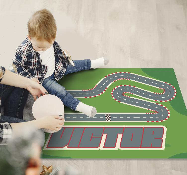Alfombra vinílica infantil de carretera personalizable - TenVinilo