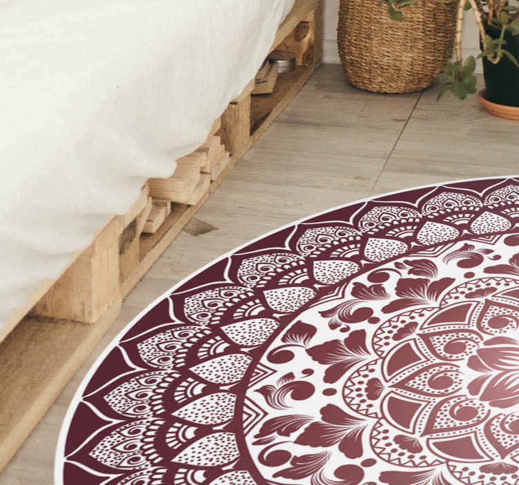 Alfombra vinílica mandala Mandala circular de encaje oriental - TenVinilo
