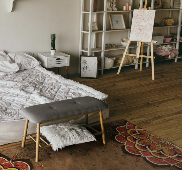 Alfombra vinílica mandala Mitad mandalas otoñales - TenVinilo