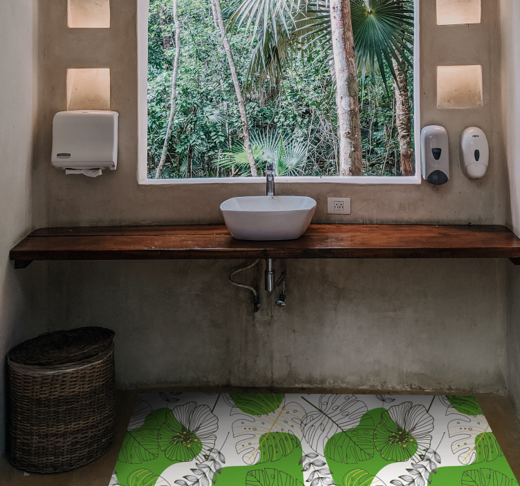 Alfombra vinílica naturaleza hojas verdes - TenVinilo