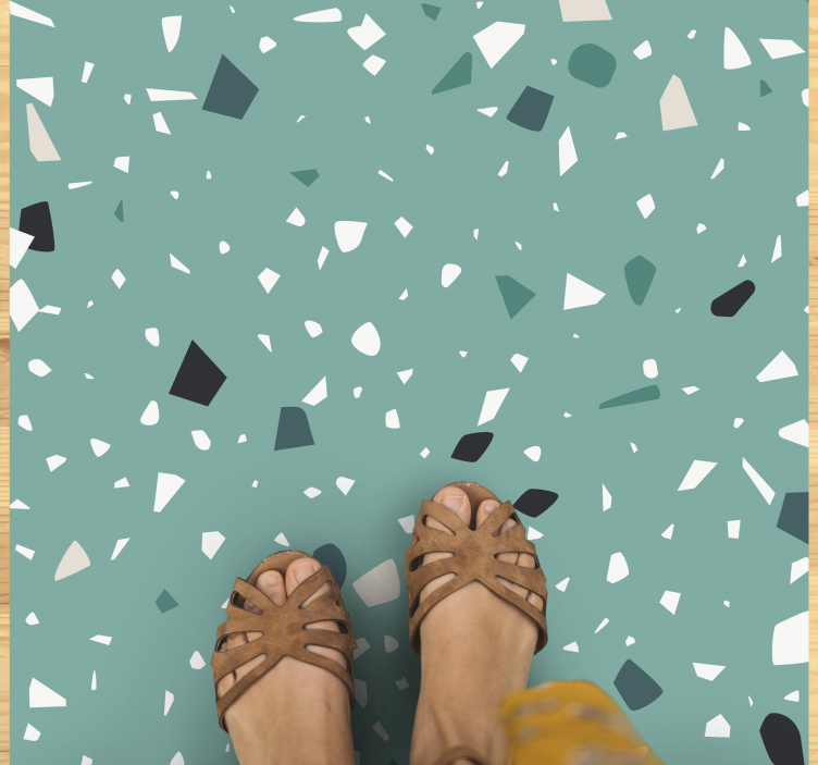 Alfombra vinílica baño textura Terrazo aguamarina - TenVinilo