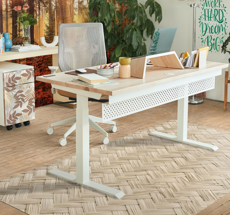 Alfombra vinilo salón vintage textura paja - TenVinilo