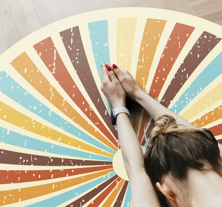 Alfombra vinílica vintage alfombra de vinilo con rayos de sol ret - TenVinilo