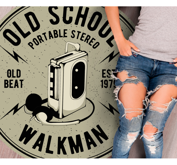 Alfombra vinílica vintage Diseño de dibujos animados de walkman - TenVinilo