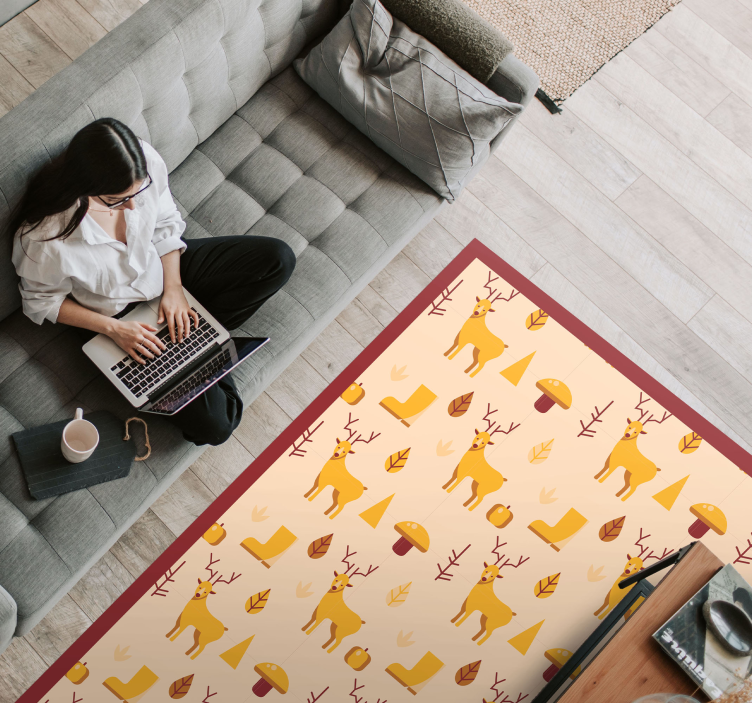 Aflombra vinílica animales ciervos y follaje - TenVinilo